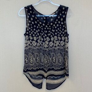 Blu-Pepper Vintage Paisley Sheer Blouse • Sz L